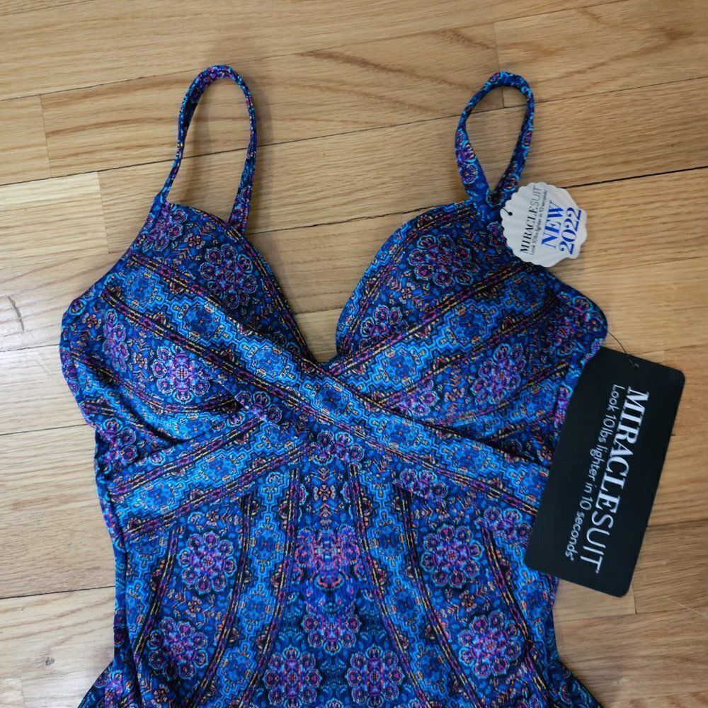 Miraclesuit Womens Danube Bleu Captivate Underwire One-Piece Swimsuit Size 8 - Picture 7 of 13